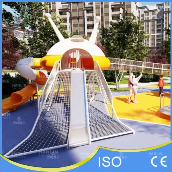 Spaceship Climbing Hub with Stainless Steel Slide Spaceship Climbing Hub with Stainless Steel Slide