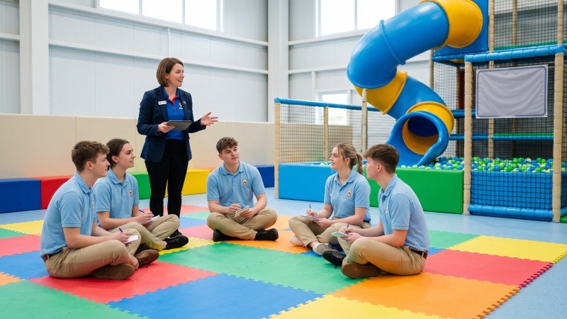 indoor playground staff training session