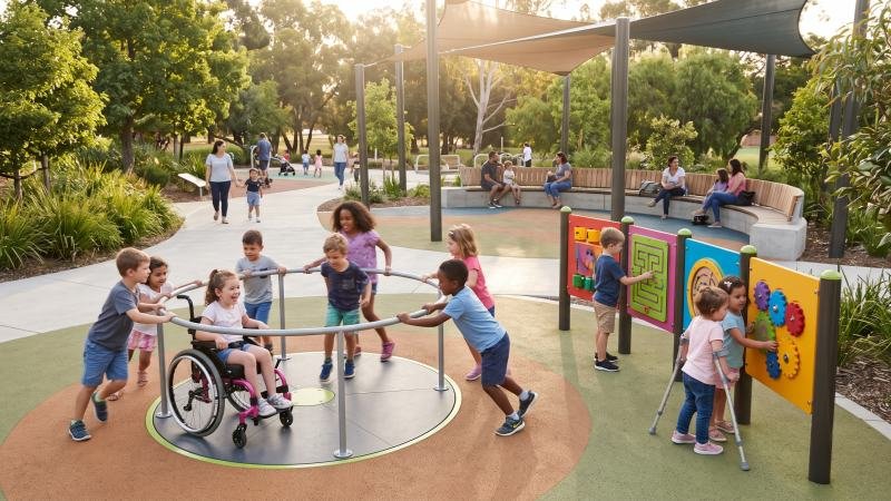 Inclusive Playground With Accessible Play Equipment