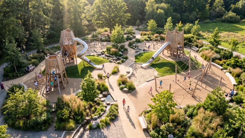 Modern Architectural Playground Wide View